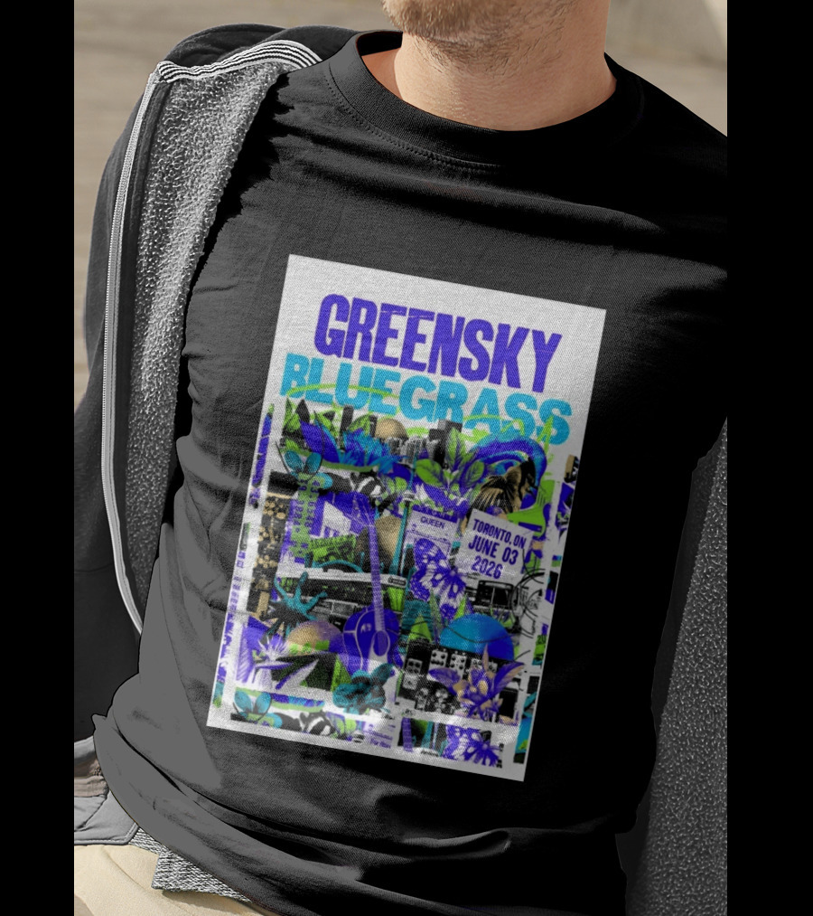 Greensky Bluegrass Toronto ON June 03 2026 Guitar Butterfly Cityscape T-Shirt
