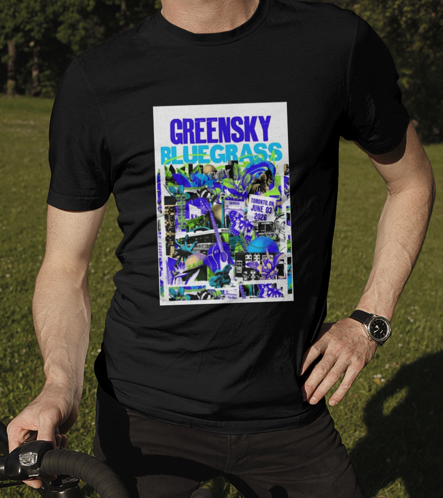 Greensky Bluegrass Toronto ON June 03 2026 Guitar Butterfly Cityscape T-Shirt