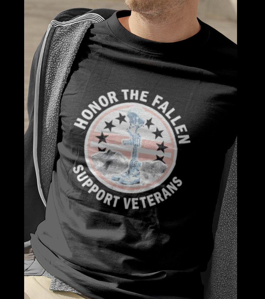 Honor The Fallen Support Veterans Soldier Memorial Stars Patriotic T-Shirt