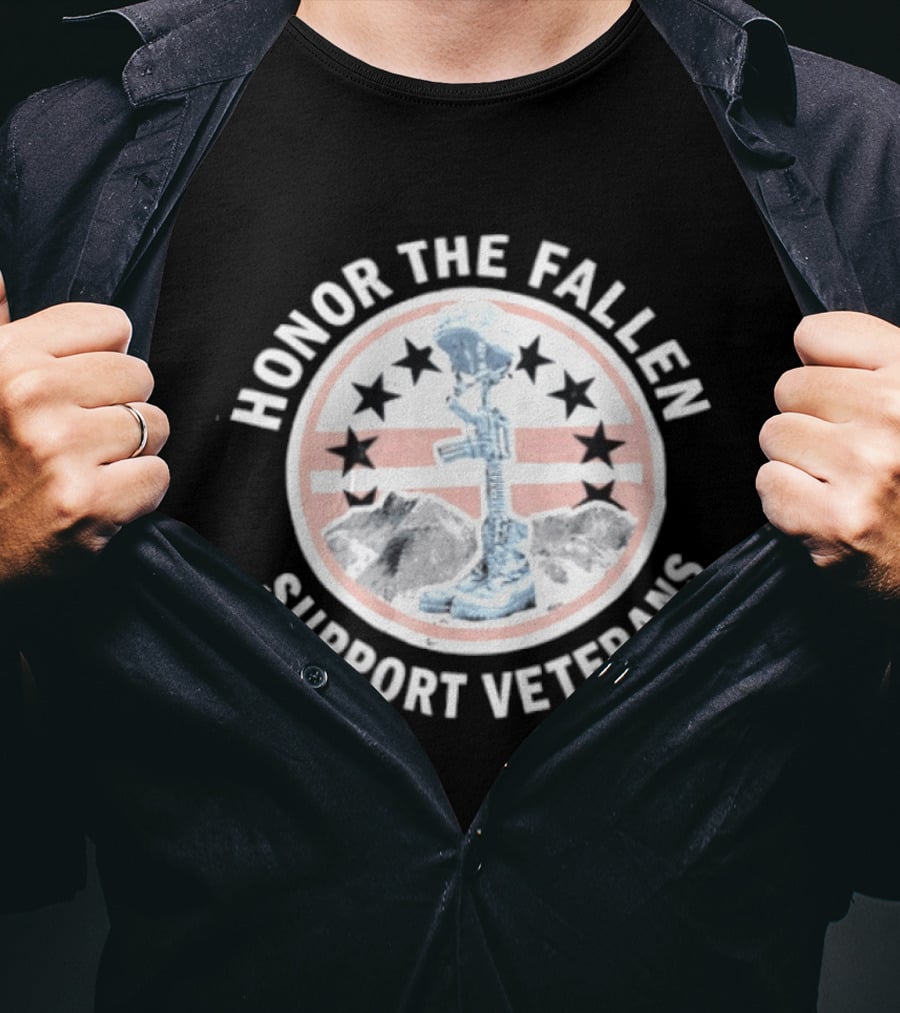 Honor The Fallen Support Veterans Soldier Memorial Stars Patriotic T-Shirt