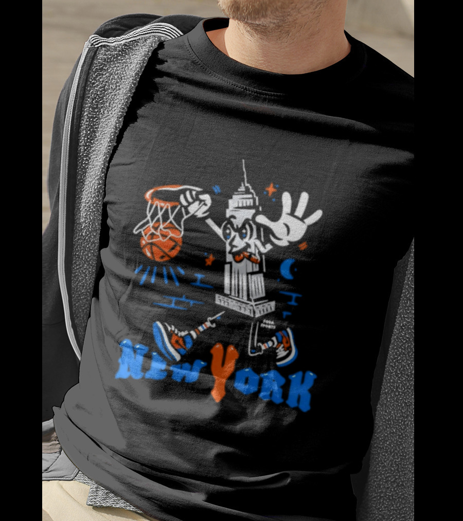 New York Knicks Empire State Building With Basketball And Sneakers T-Shirt