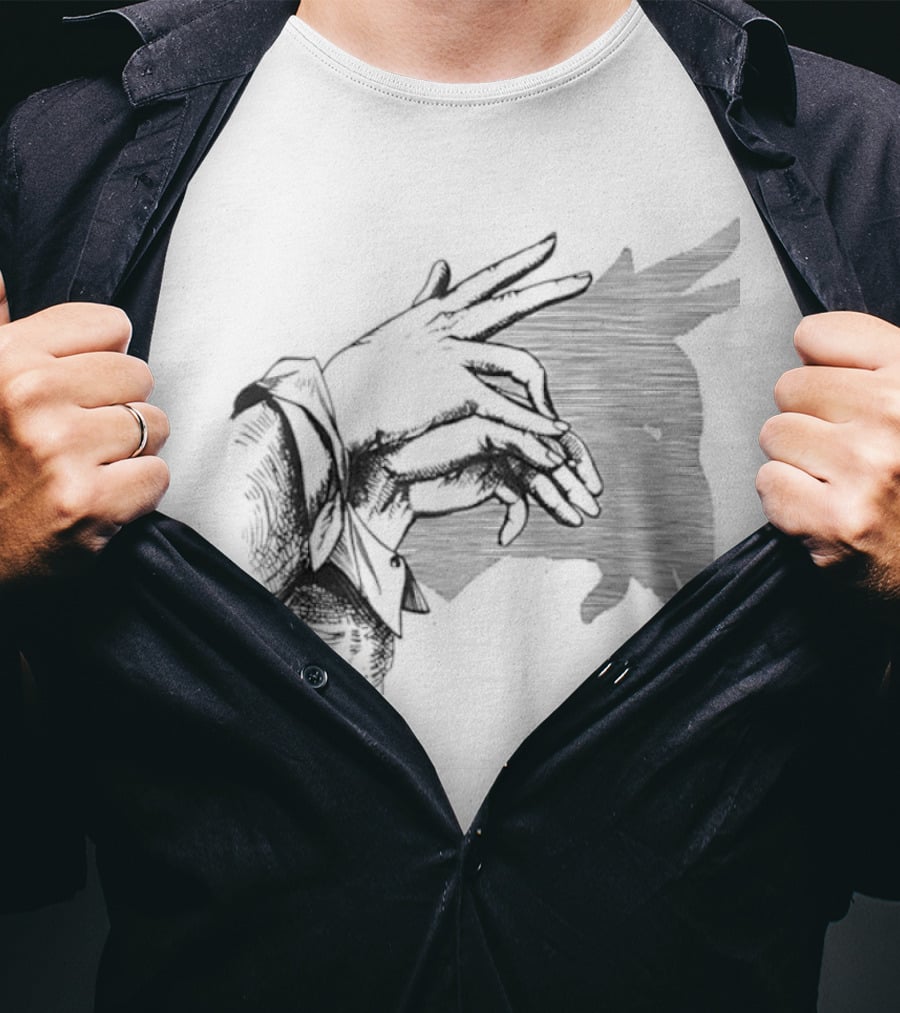 Goat Shadow Hand Puppet Optical Illusion T-Shirt