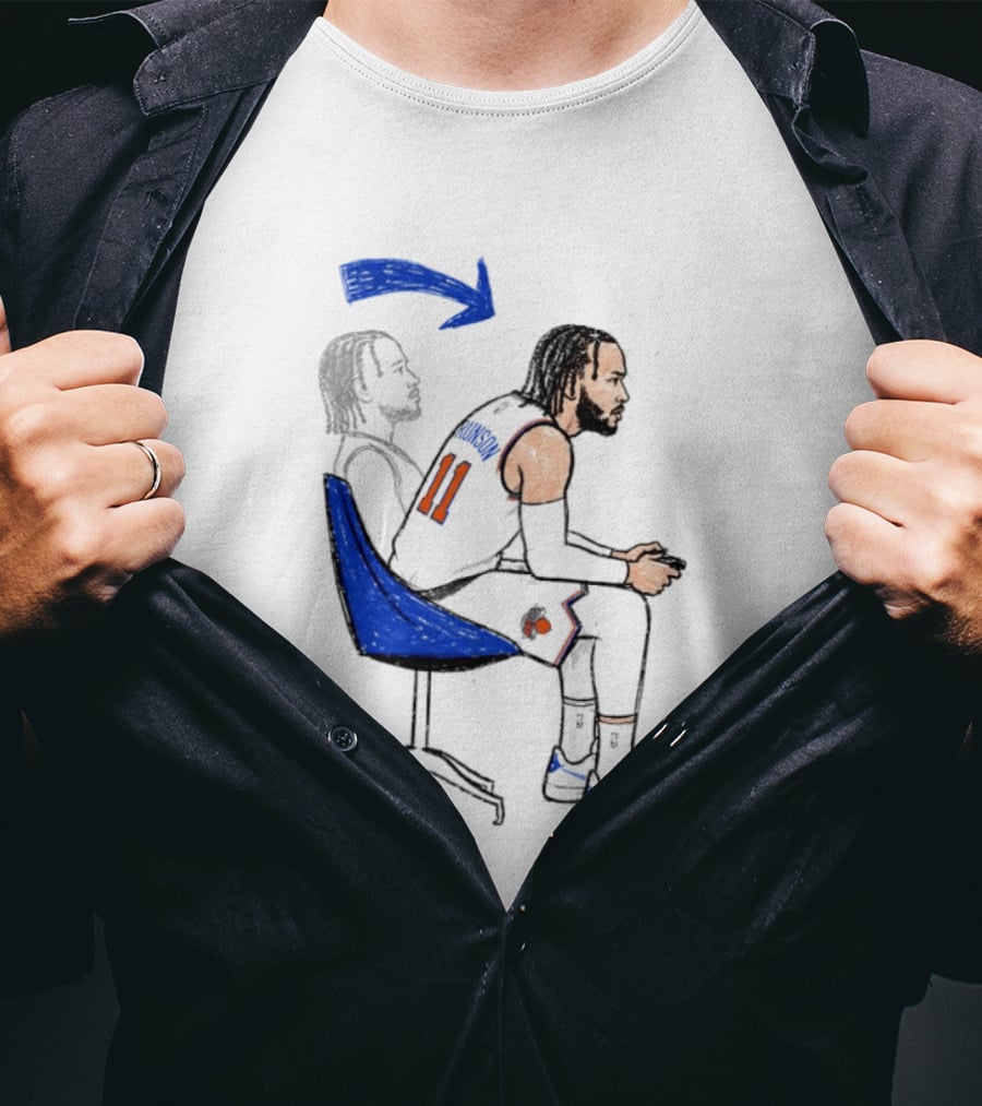 New York Knicks Jalen Brunson Gamer Posture Sketch NBA Player 11 Basketball T-Shirt