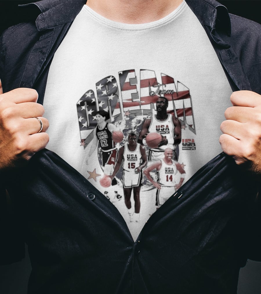 1992 USA Dream Team John Stockton Magic Johnson Karl Malone Charles Barkley Basketball America T-Shirt