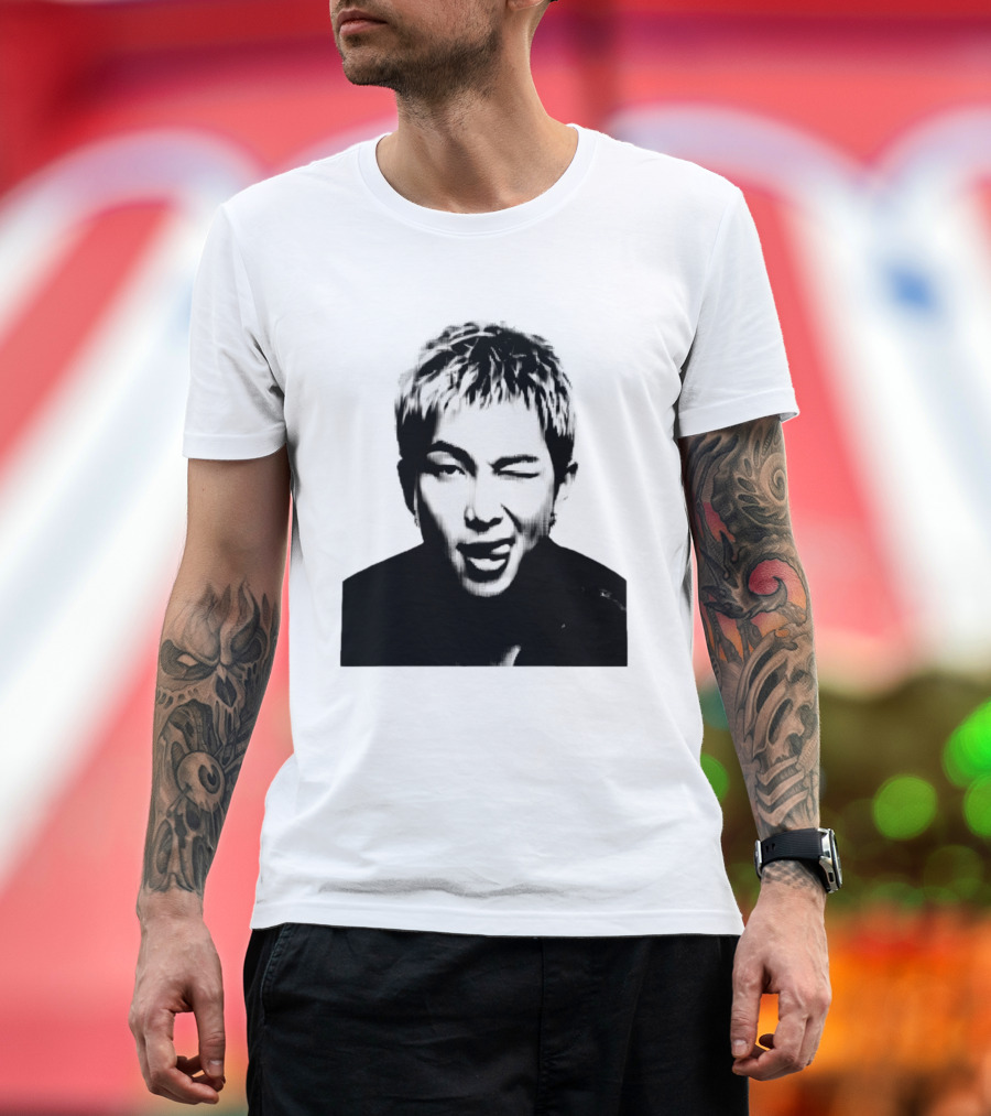 Kim Namjoon BTS K Pop Music Star Halftone Monochrome T-Shirt