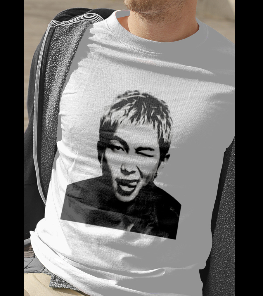 Kim Namjoon BTS K Pop Music Star Halftone Monochrome T-Shirt