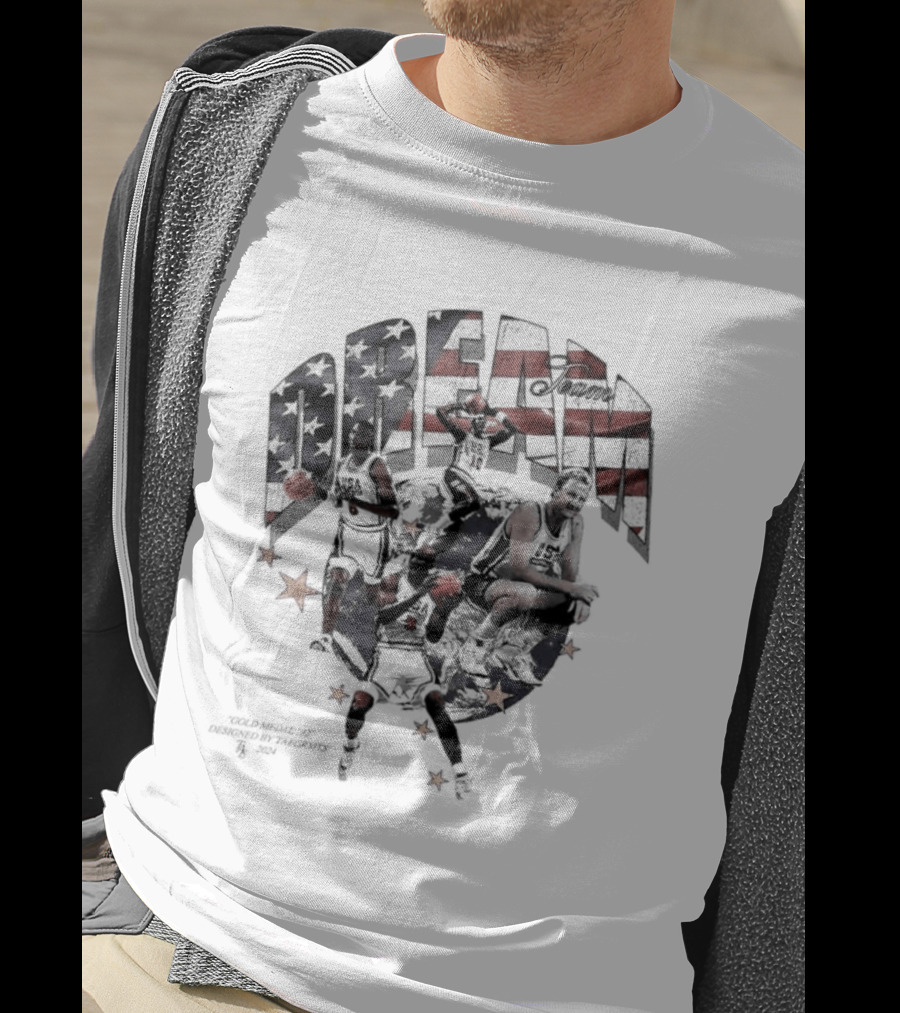USA Basketball Dream Team 1992 Michael Jordan Scottie Pippen Clyde Drexler Larry Bird Stars And Stripes T-Shirt