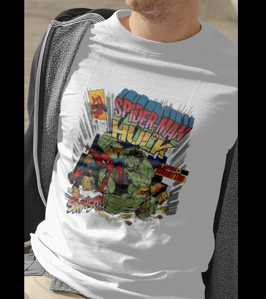 Spider Man Vs Hulk Mayhem Manhattan Marvel Smash 2026 Comic T-Shirt