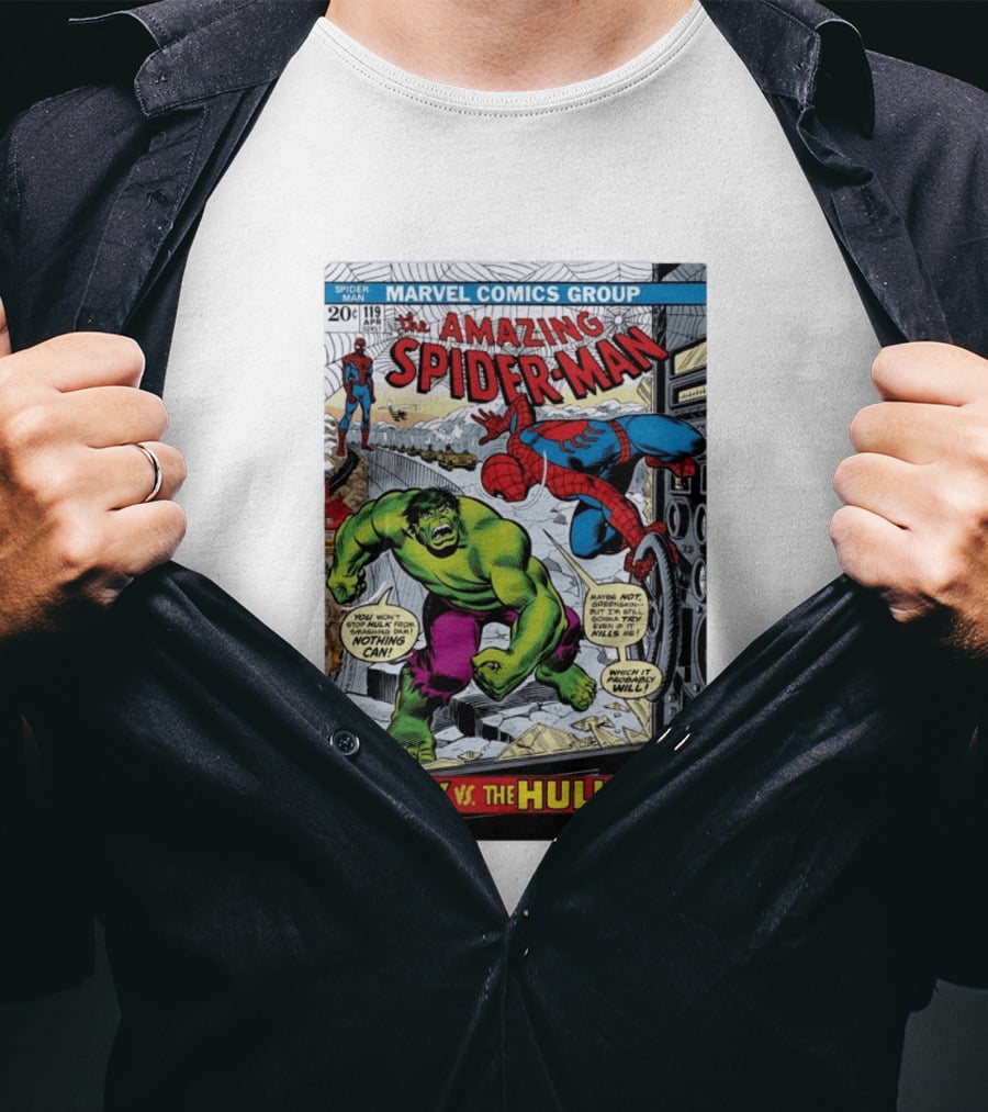 Marvel Comics Group The Amazing Spider Man 119 Spidey Vs The Hulk Comic Book Cover T-Shirt
