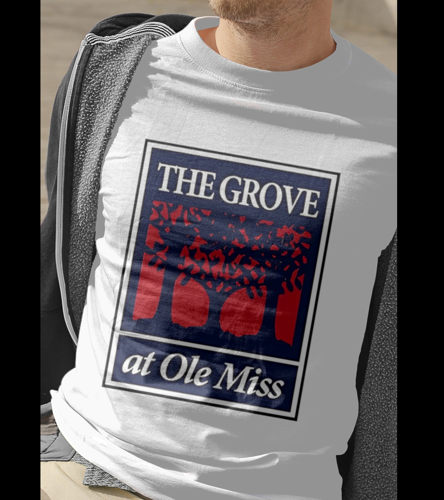 The Grove At Ole Miss Trees Red Blue T-Shirt