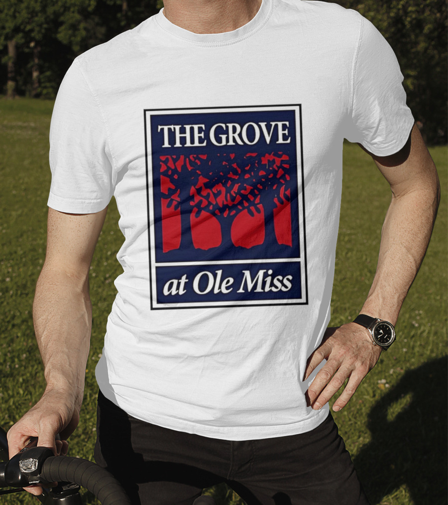 The Grove At Ole Miss Trees Red Blue T-Shirt