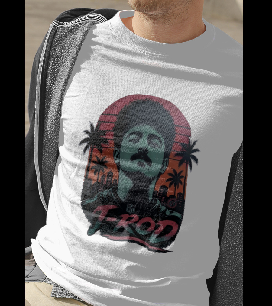 J ROD Miami Dolphins Vaporwave Aesthetic Neon Lights NFL T-Shirt