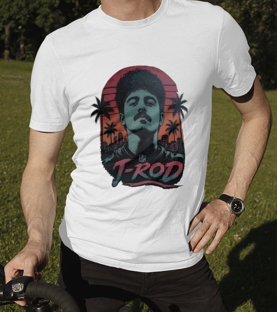 J ROD Miami Dolphins Vaporwave Aesthetic Neon Lights NFL T-Shirt
