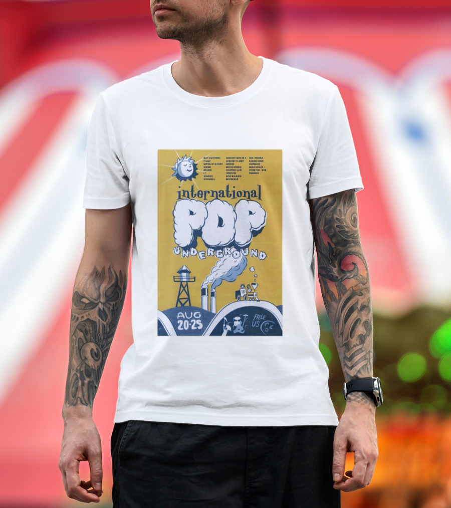 International Pop Underground Festival August 20 25 Beat Happening Fugazi Legend Of Yulesville Seaweed Спинанес Free Us T-Shirt