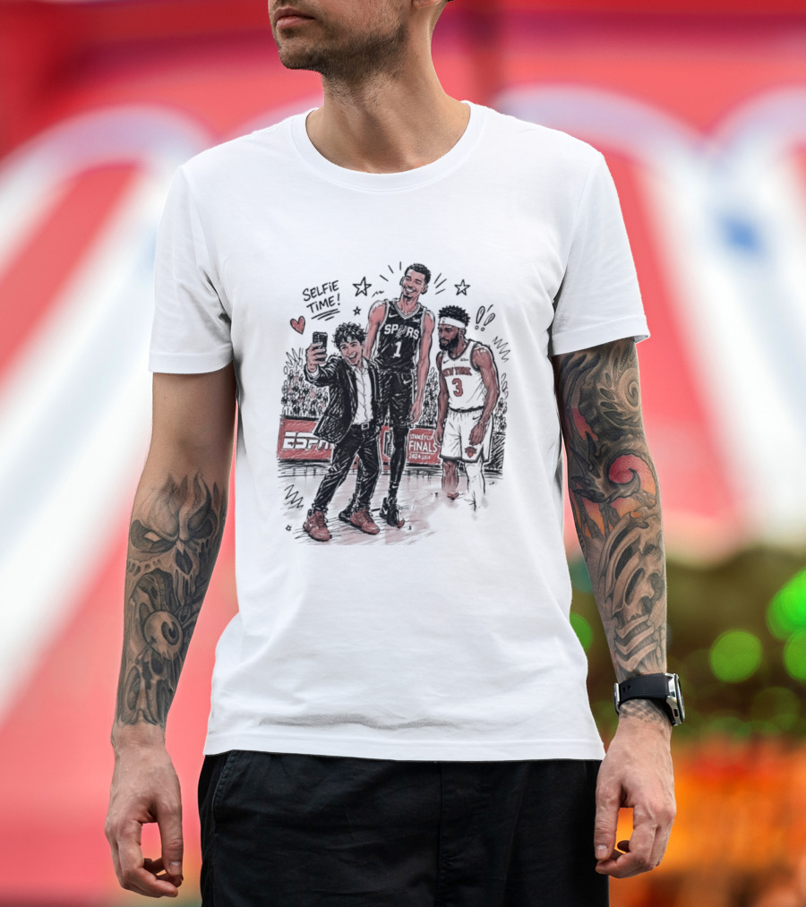 NY Knicks And San Antonio Spurs Selfie Time Finals Caricature T-Shirt
