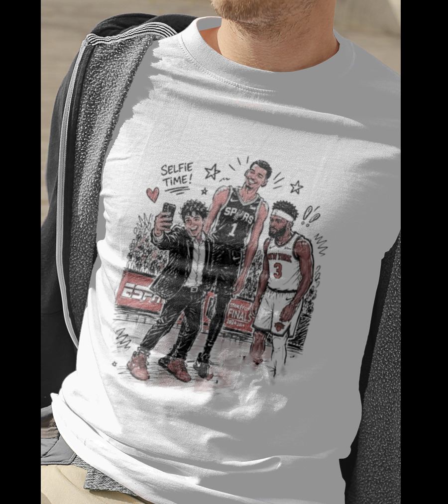 NY Knicks And San Antonio Spurs Selfie Time Finals Caricature T-Shirt