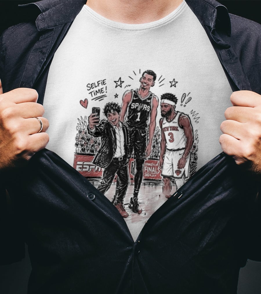 NY Knicks And San Antonio Spurs Selfie Time Finals Caricature T-Shirt