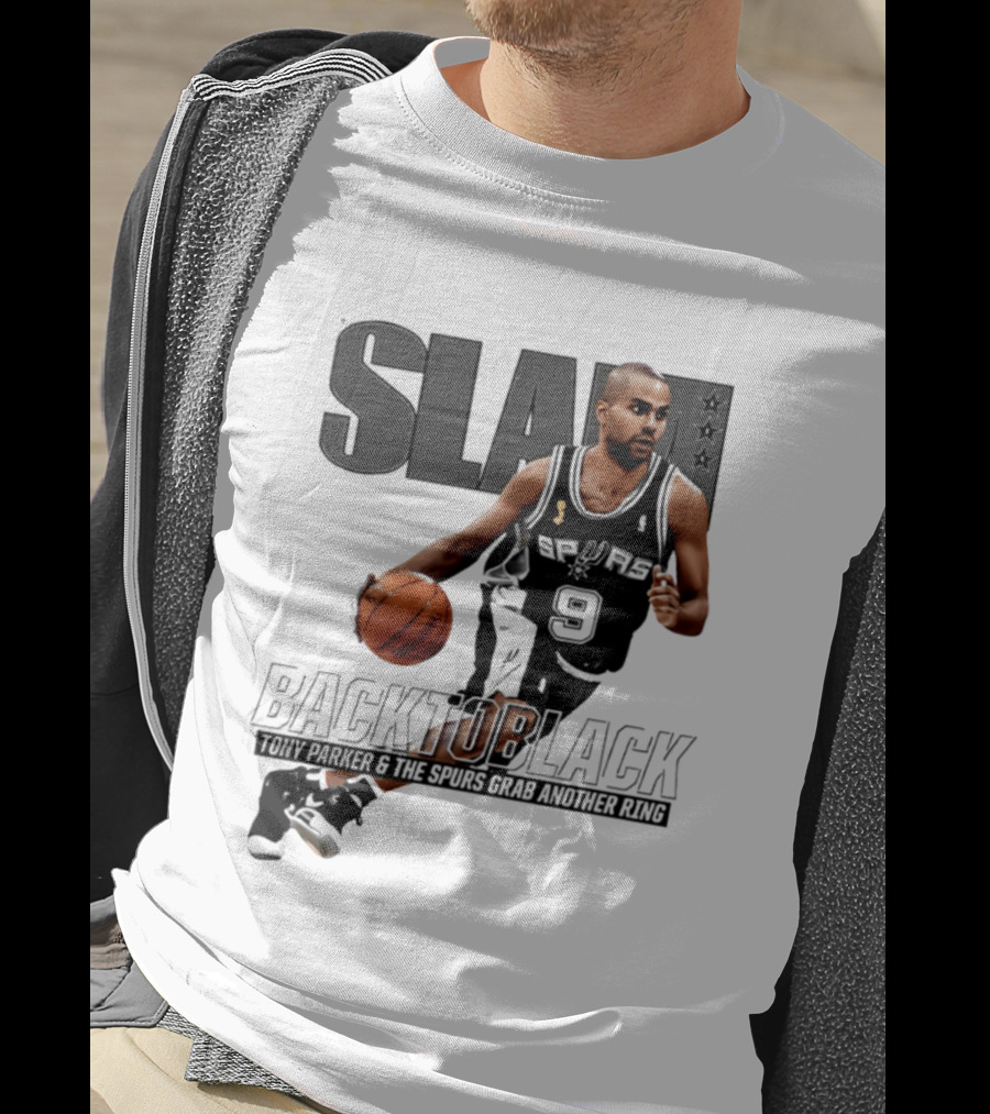 SLAM Back To Black San Antonio Spurs Tony Parker 9 Spurs Grab Another Ring T-Shirt
