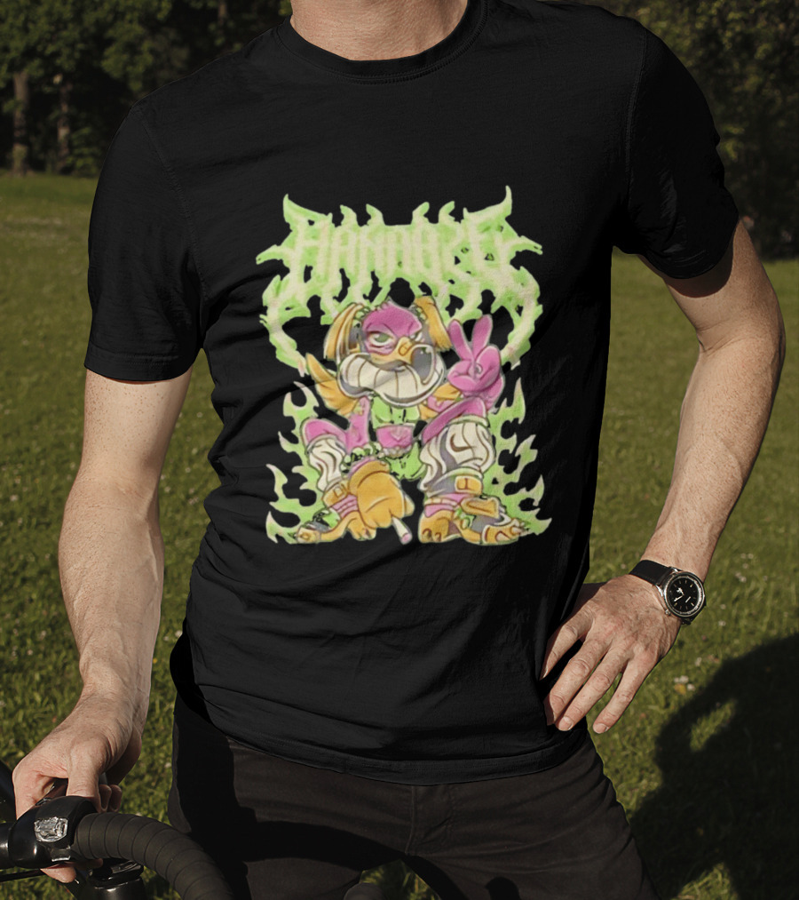 HAMMBRIK Chill Dog Flaming Peace Pose T-Shirt