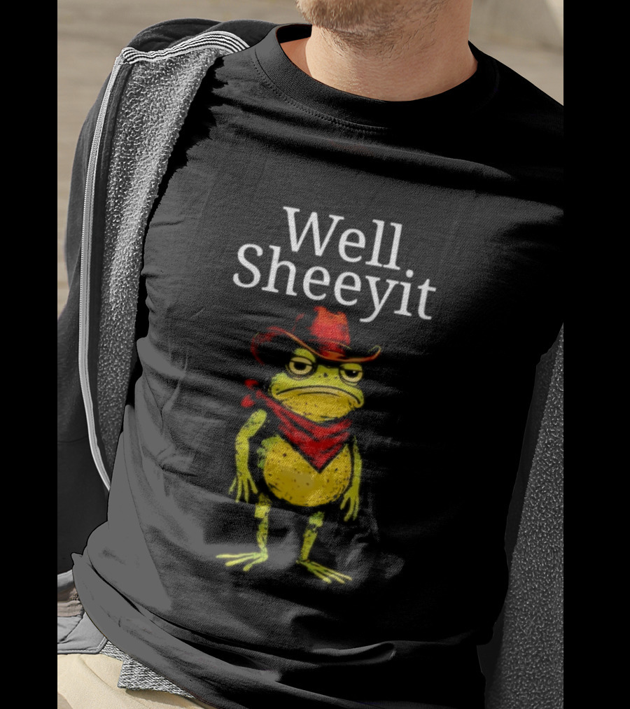 Well Sheeyit Frog Cowboy Hat And Bandana T-Shirt