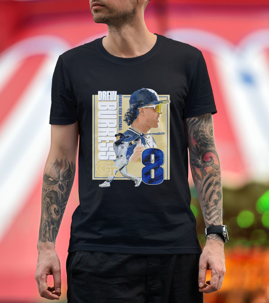 Drew Burress Georgia Tech Baseball Athlete Number 8 T-Shirt