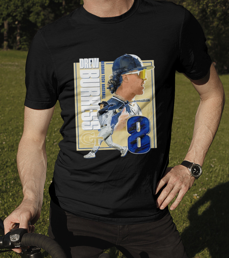 Drew Burress Georgia Tech Baseball Athlete Number 8 T-Shirt