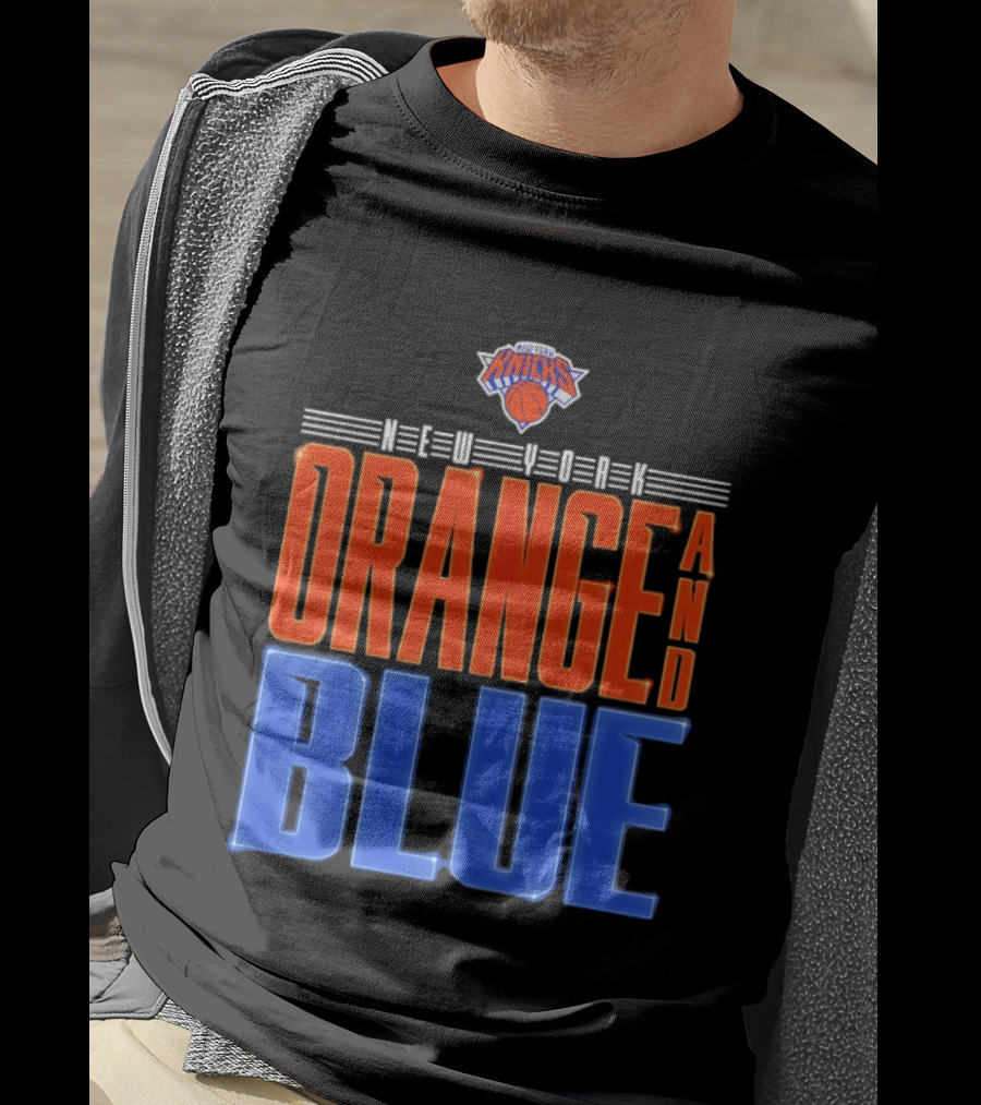 New York Knicks Orange And Blue Neon T-Shirt