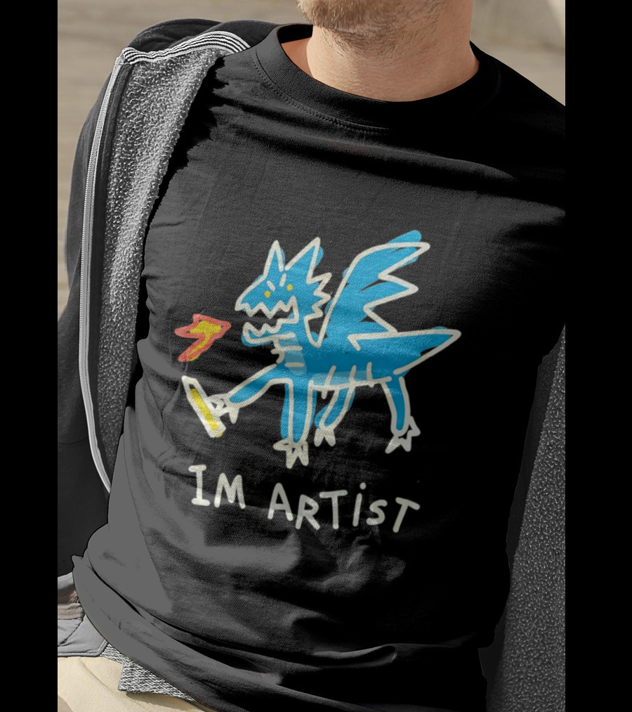 IM Artist Dragon Blue Winged Creature Fire Brush T-Shirt