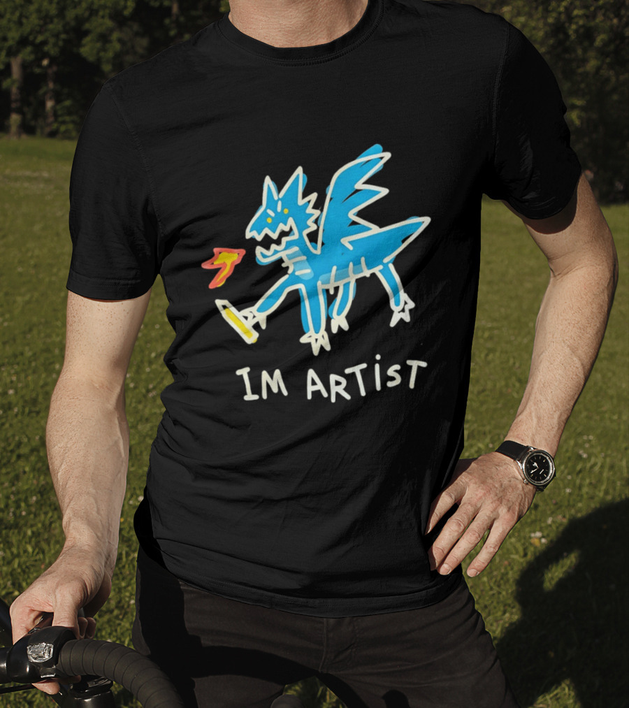 IM Artist Dragon Blue Winged Creature Fire Brush T-Shirt