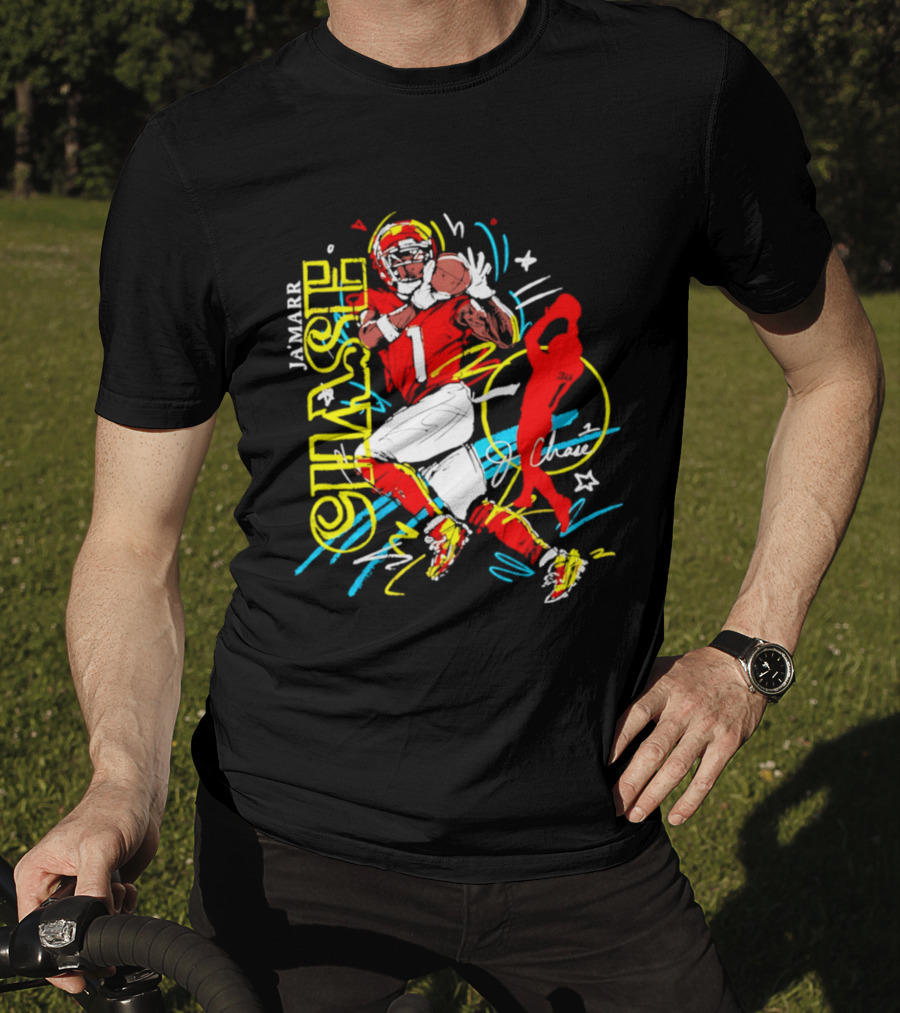 Ja'Marr Chase Cincinnati Bengals Number 1 Scribble Paint T-Shirt