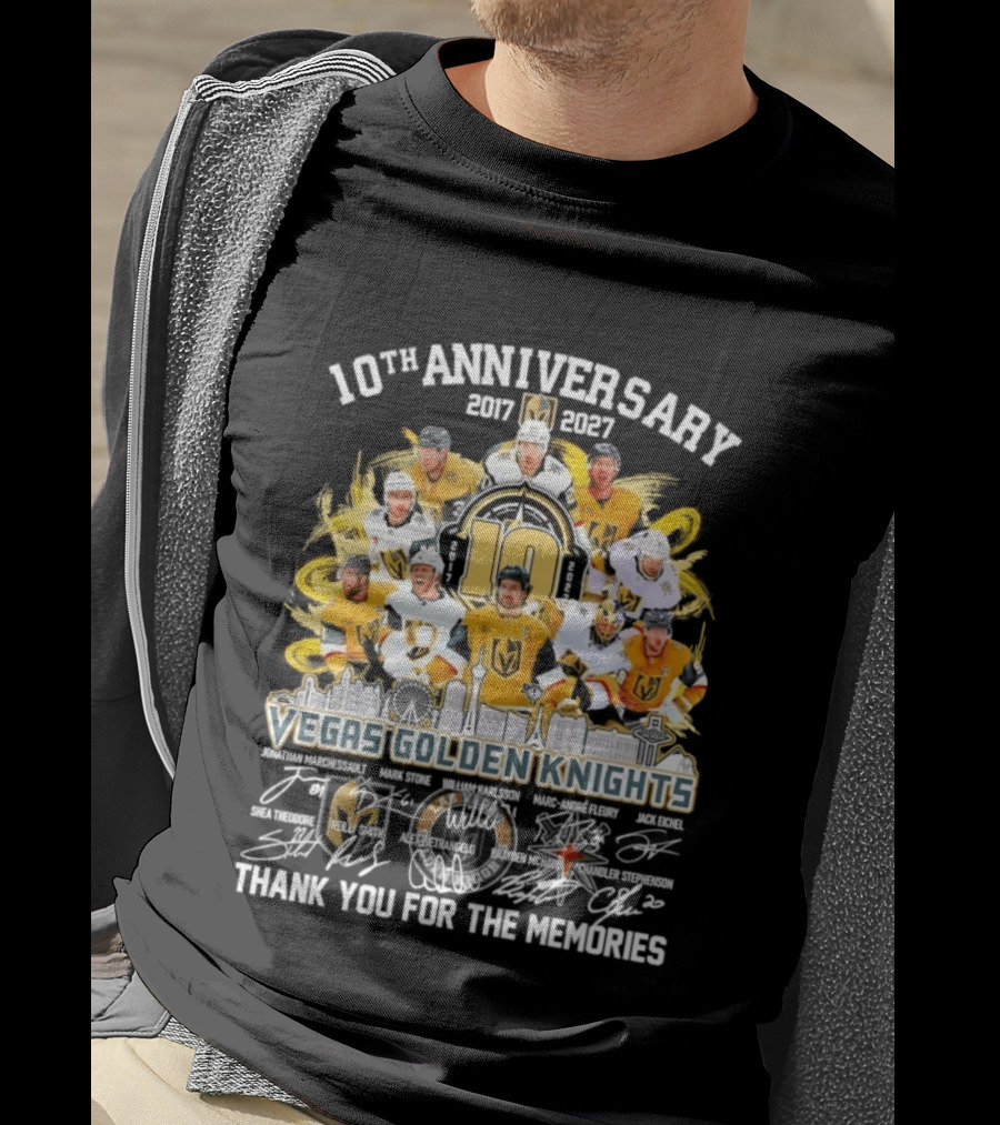 Vegas Golden Knights 10th Anniversary 2017 2027 Thank You For The Memories T-Shirt