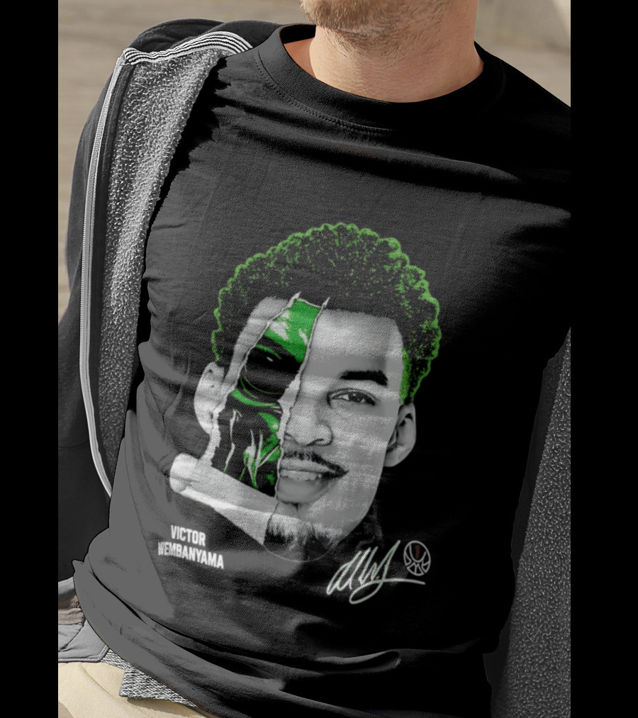 Victor Wembanyama Alien Torn Creature Signature T-Shirt