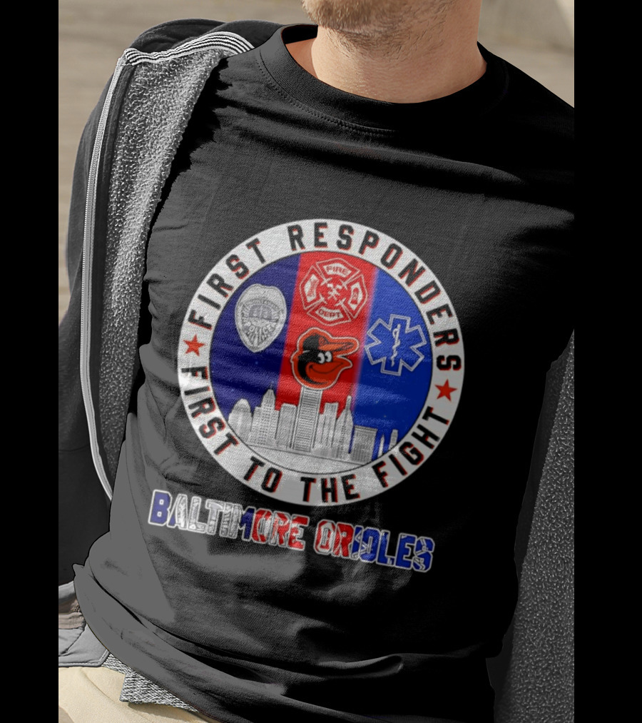 First Responders Baltimore Orioles City Skyline T-Shirt