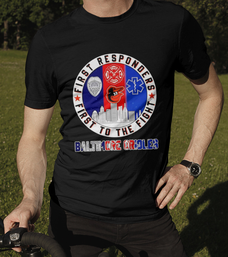 First Responders Baltimore Orioles City Skyline T-Shirt