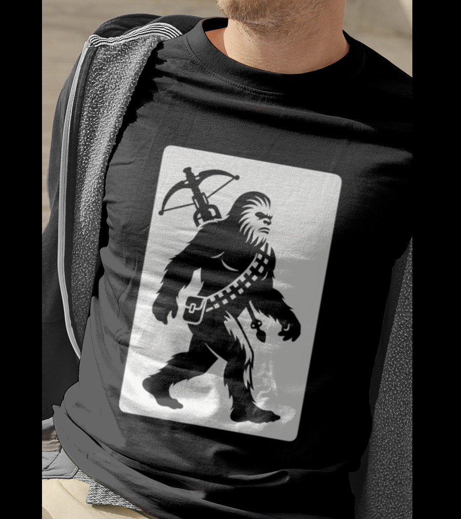 Chewbacca Bigfoot Star Wars Wookiee Hunter Sci Fi Creature Crossbow Trekker T-Shirt