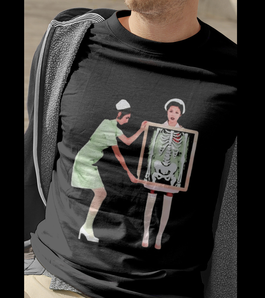 Nurse With X Ray Skeleton And Red Heart T-Shirt