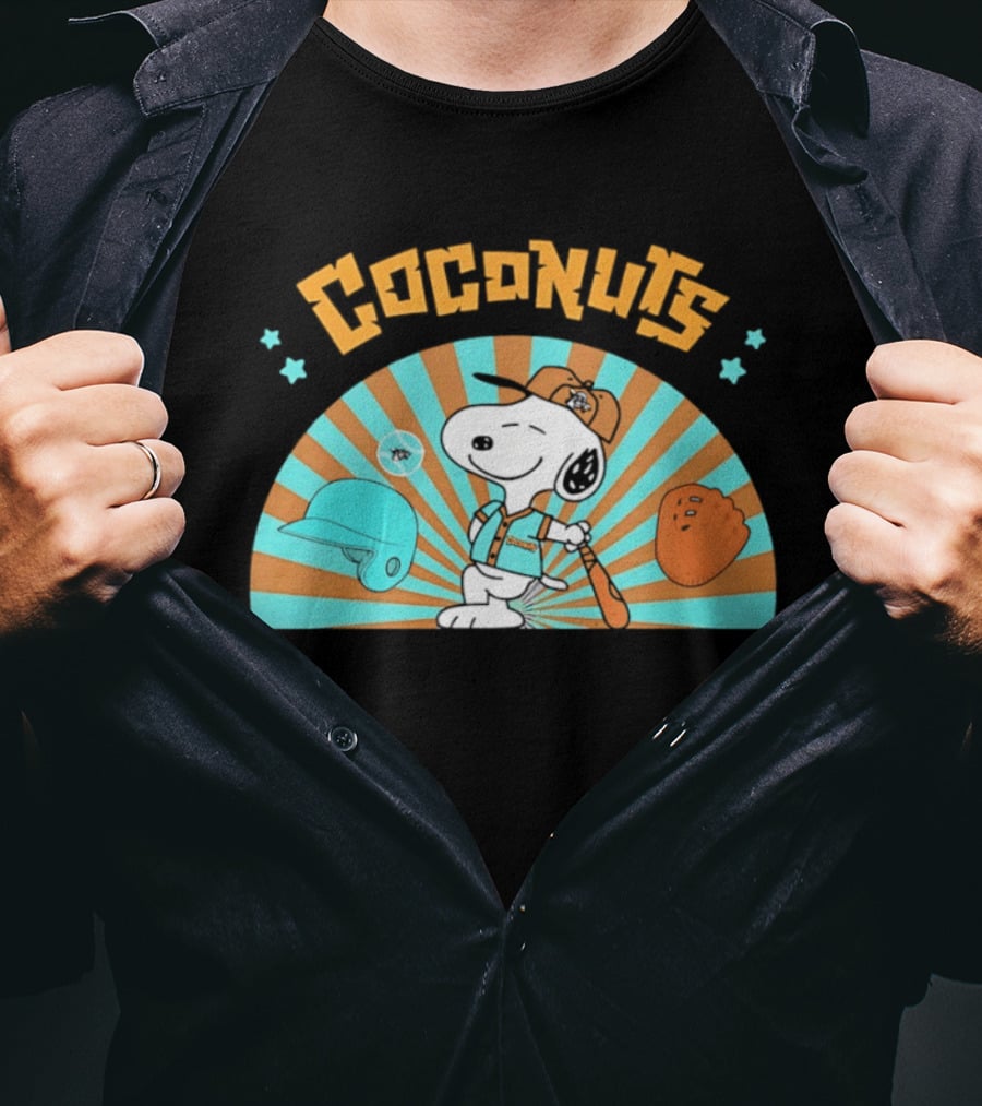 Snoopy Coconuts Baseball Player Cartoon Dog Peanuts Charlie Brown T-Shirt