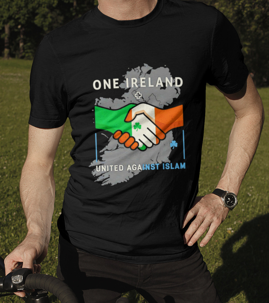 Ireland One Ireland Handshake Map United Against Islam T-Shirt