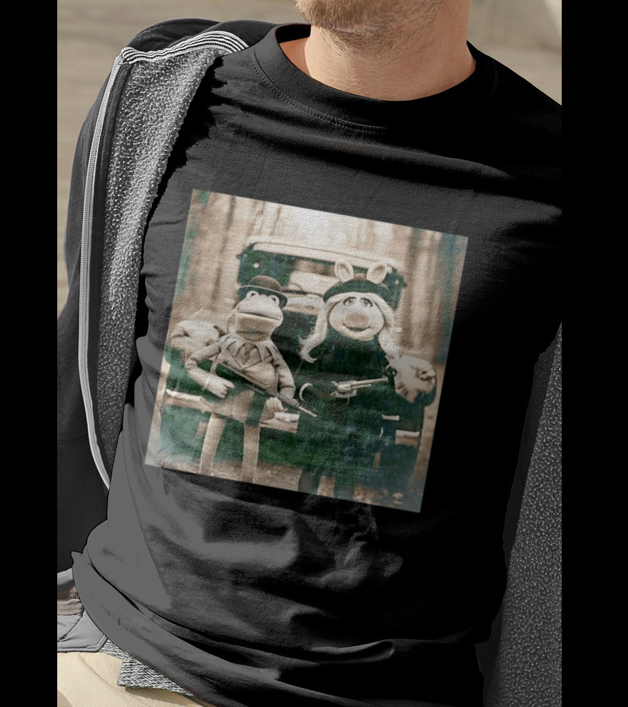 The Muppets Kermit The Frog Miss Piggy Gangster T-Shirt
