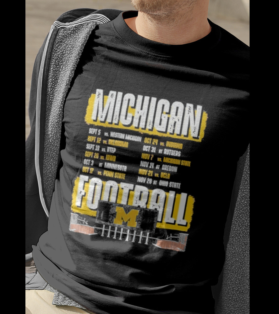Michigan Football Big Ten Conference Schedule Ann Arbor Stadium Route Eateries And Landmarks T-Shirt