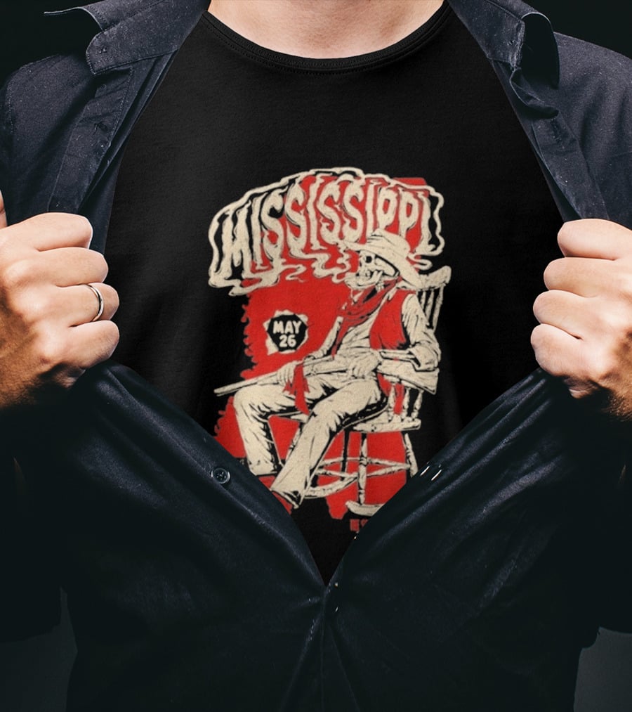 Whiskey Myers May 26 Mississippi Cowboy In Rocking Chair T-Shirt