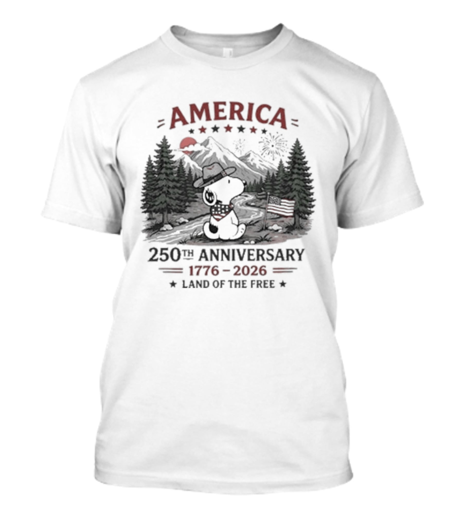 America 250th Anniversary 1776 2026 Land Of The Free Snoopy Peanuts T-Shirt