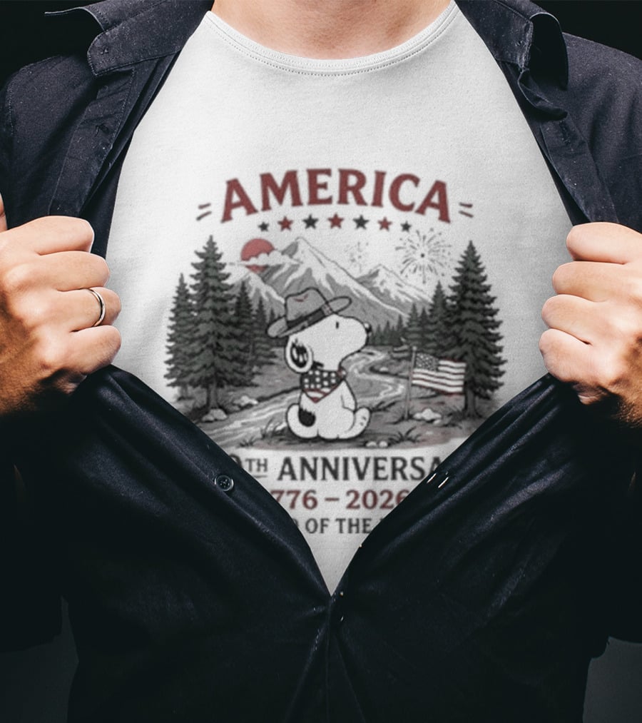 America 250th Anniversary 1776 2026 Land Of The Free Snoopy Peanuts T-Shirt
