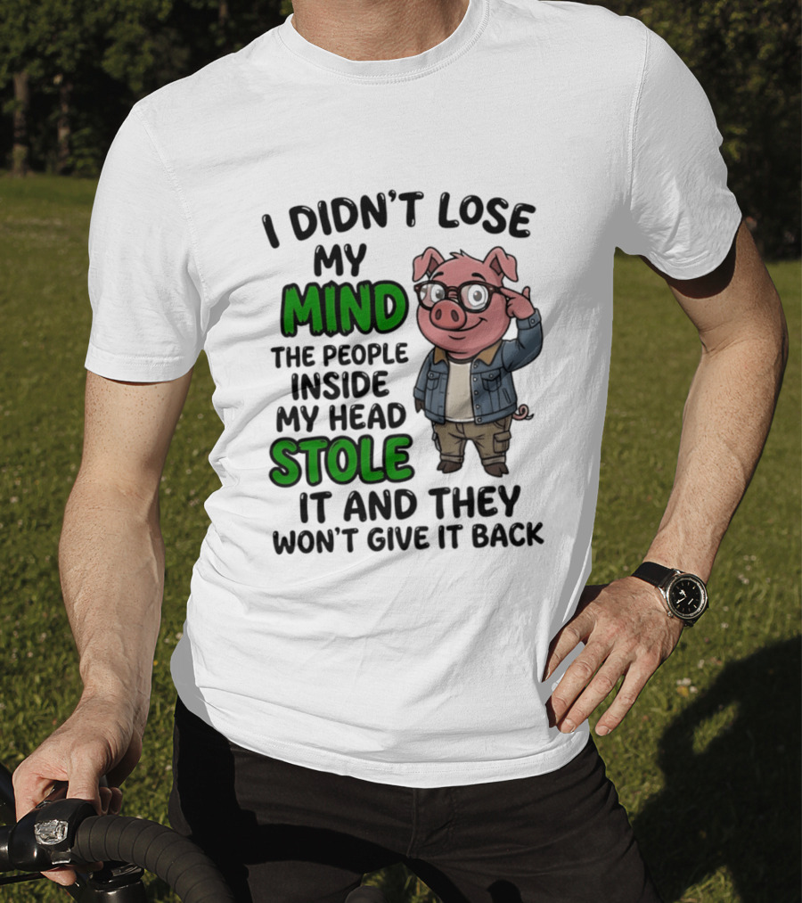I Didn't Lose My Mind Funny Pig Cartoon People Inside My Head Stole It And They Won't Give It Back T-Shirt