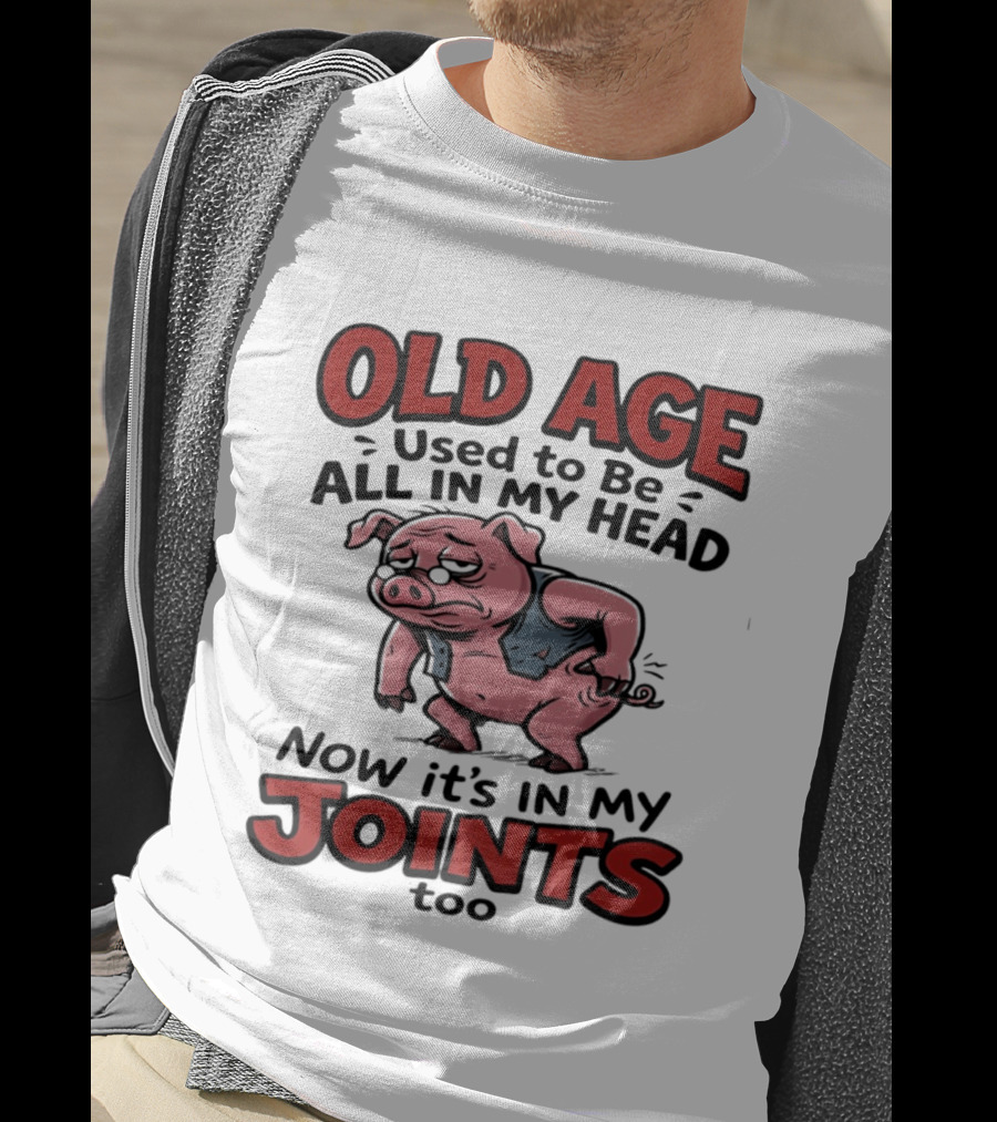 Old Age Used To Be All In My Head Now It's In My Joints Too Pig T-Shirt