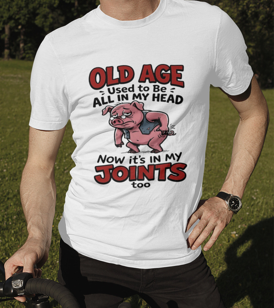 Old Age Used To Be All In My Head Now It's In My Joints Too Pig T-Shirt