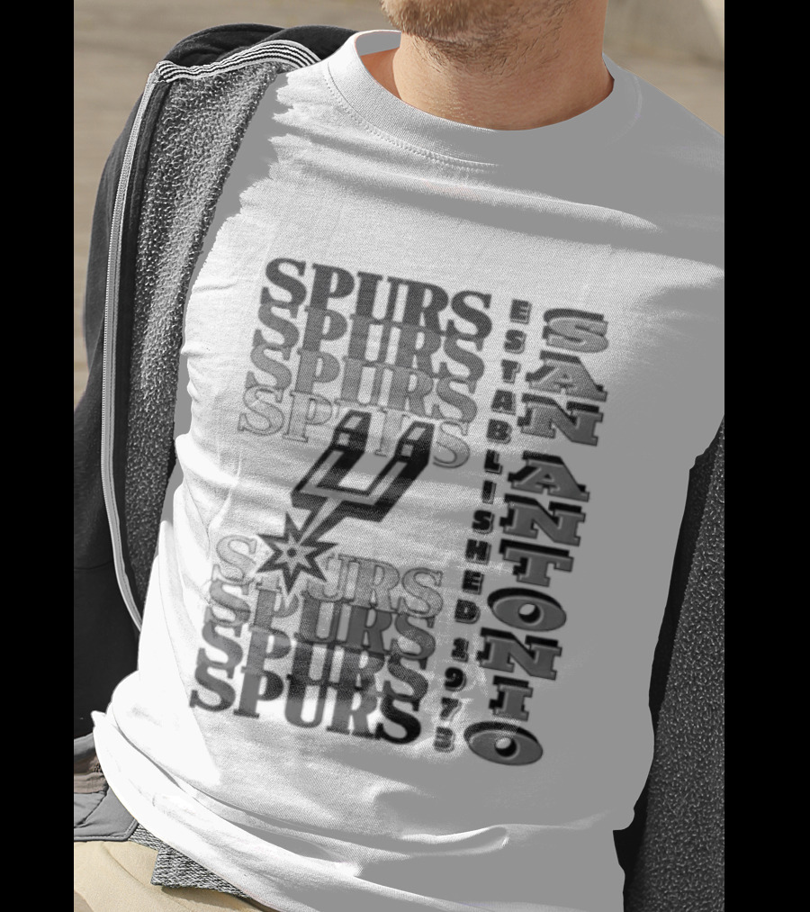 San Antonio Spurs Stacked Wordmark Logo With Iconic Spur T-Shirt