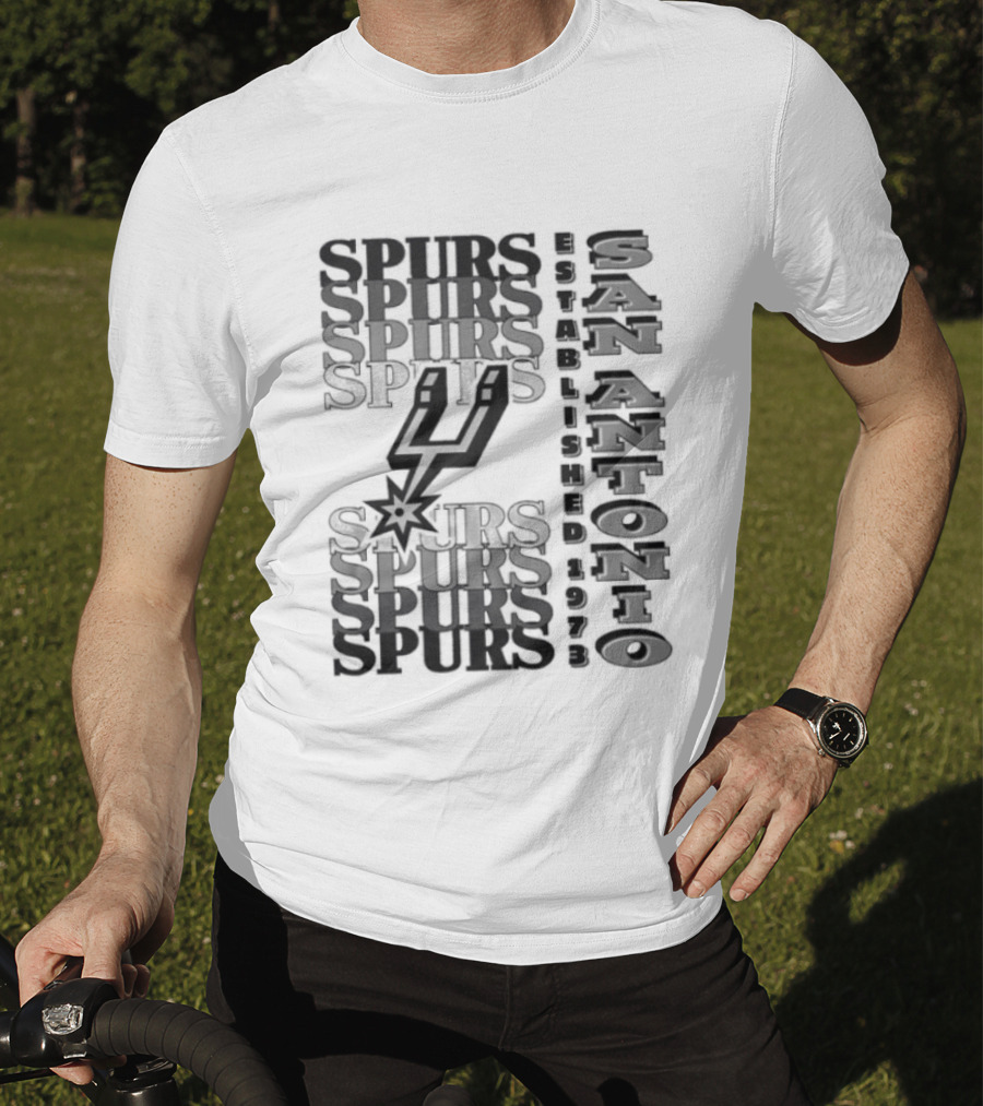 San Antonio Spurs Stacked Wordmark Logo With Iconic Spur T-Shirt