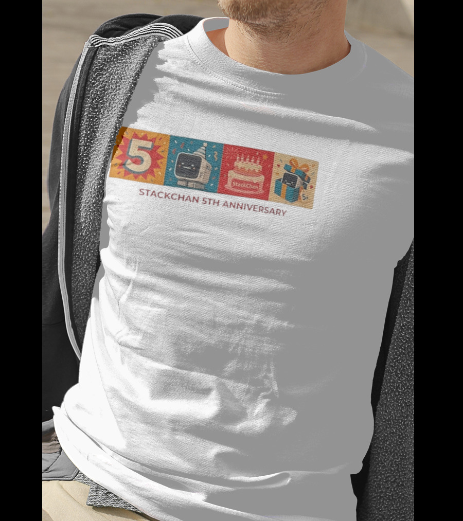 StackChan 5th Anniversary Celebration Cake Gift Box With Party Hat And Confetti T-Shirt