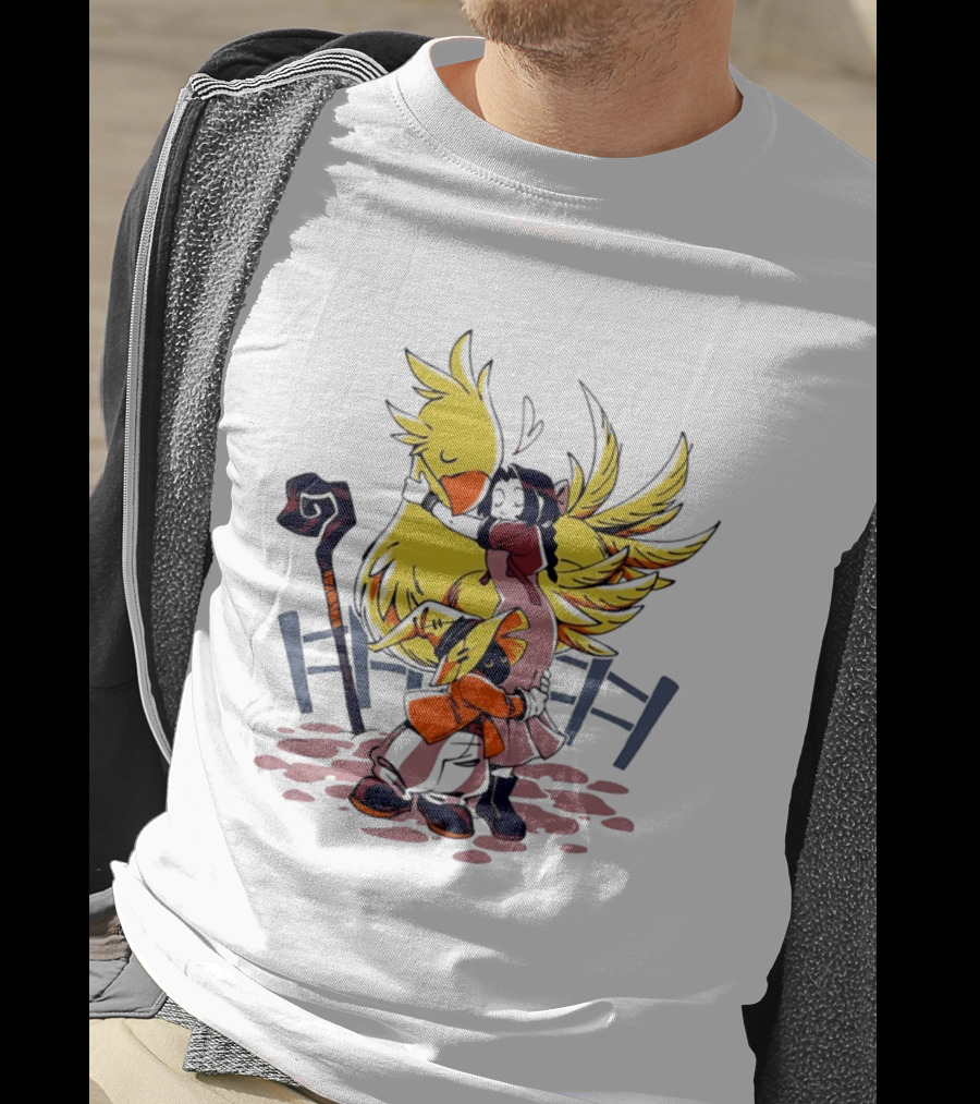 Aerith Gainsborough Vivi Ornitier Chocobo Hug Fantasy Characters Embrace T-Shirt